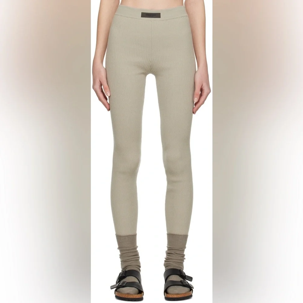 NWT The Fear Of God ESSENTIALS Ribbed Leggings in Seal Grey Size XS - Picture 1 of 11